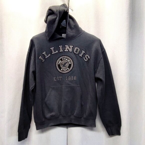 Gildan Hoodie Sweatshirt Illinois EST 1818 The Prairie State Size M Cotton Blend - Picture 1 of 4